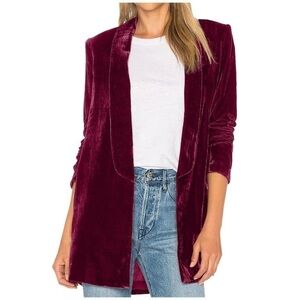 Futurino Burgundy Velvet Open Front Jacket. Large. NWT.